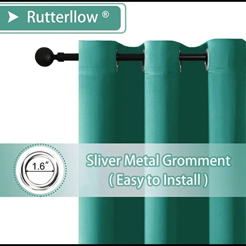 Rutterllow Blackout Curtains Green Thermal Insulated Darkening 2 Panels 52x84
